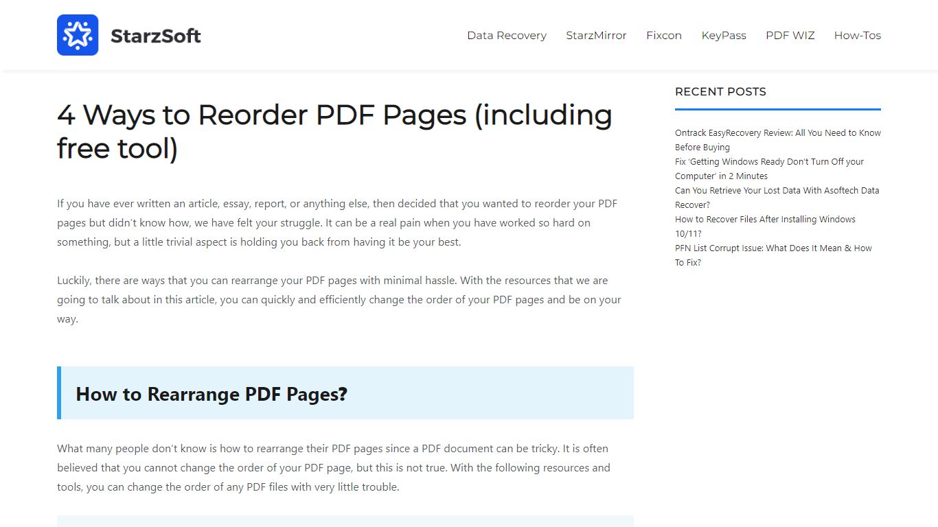 4 Ways to Reorder PDF Pages (including free tool) - StarzSoft